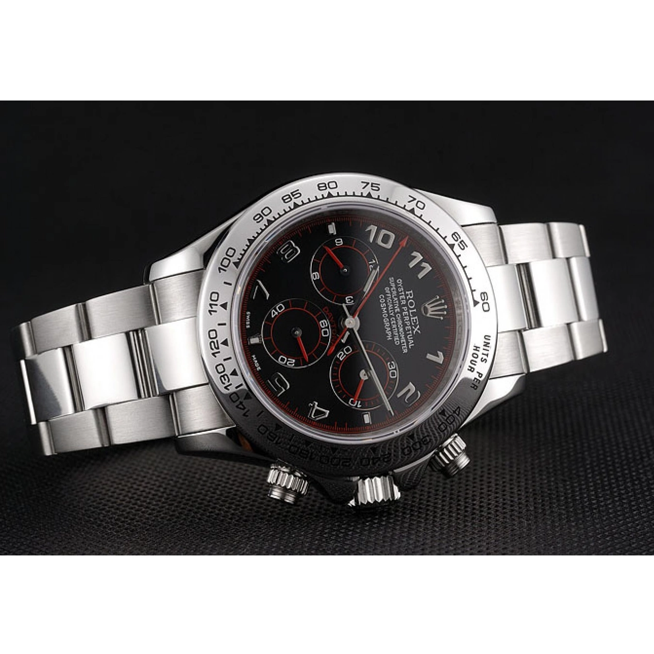 MiroTime 0825 Swiss Rolex Daytona Stainless Steel Bracelet Black Dial 80296